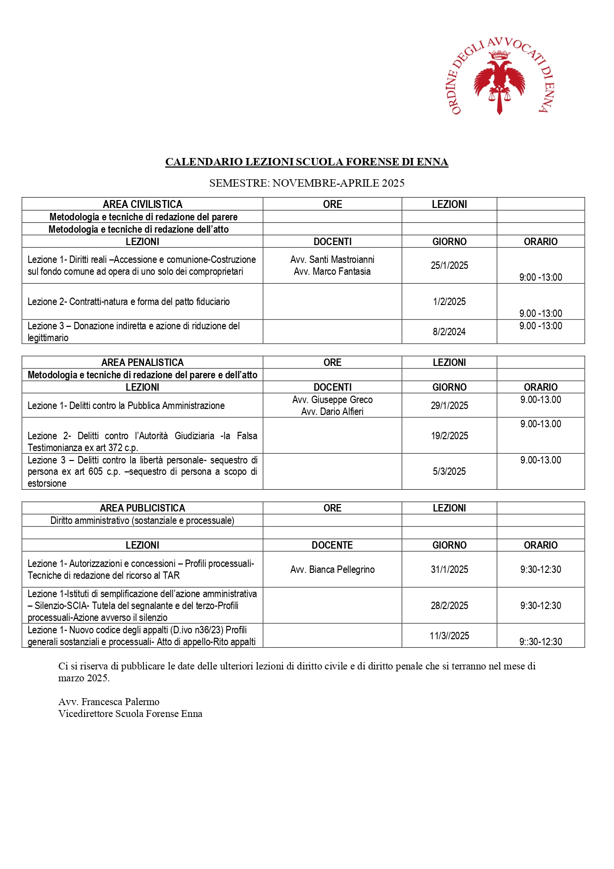 PROGRAMMA